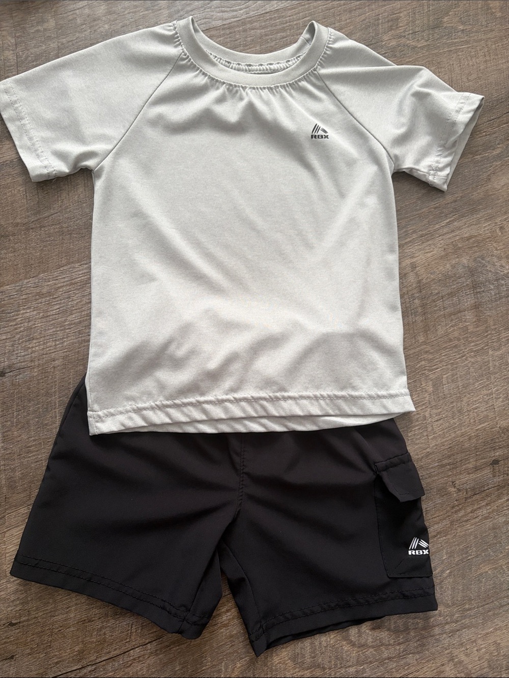 RBX Light Gray Tee and Black Athletic Shorts Set